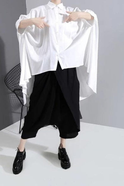 White Shirt With Exaggerated Sleeves