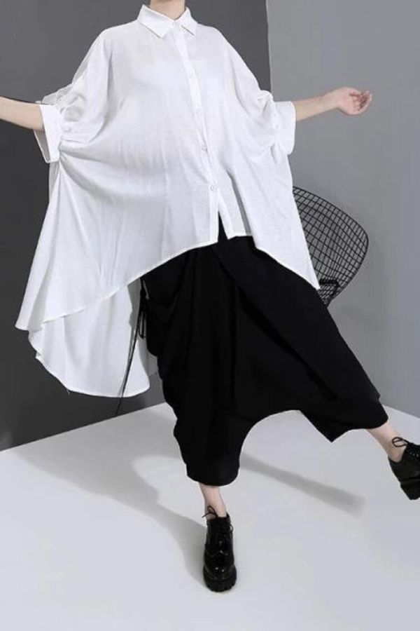 White Shirt With Exaggerated Sleeves