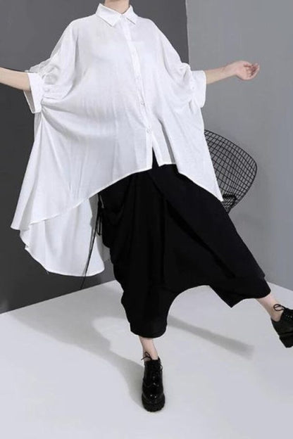 White Shirt With Exaggerated Sleeves