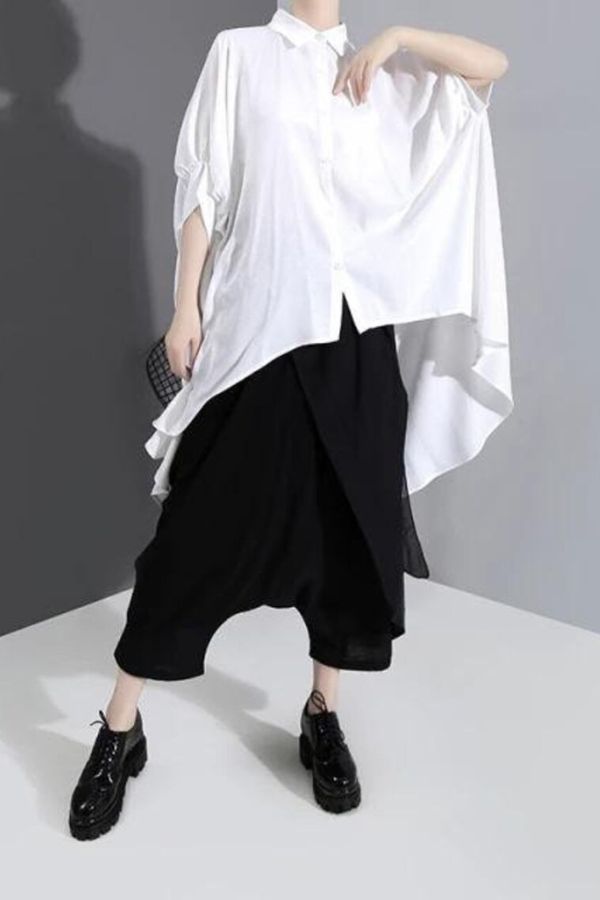 White Shirt With Exaggerated Sleeves
