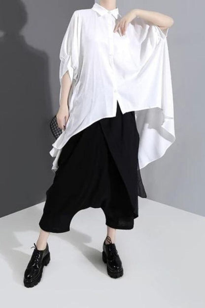 White Shirt With Exaggerated Sleeves