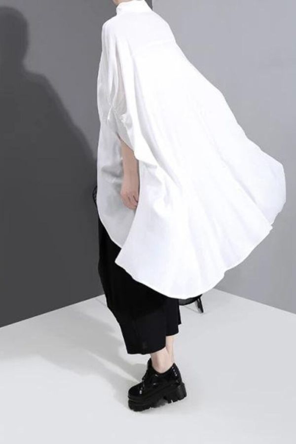 White Shirt With Exaggerated Sleeves
